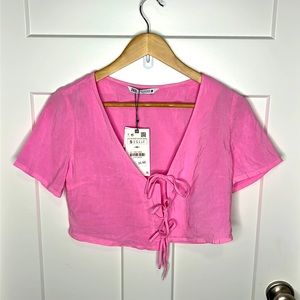 Come on Barbie, let’s go party! Zara pink crop top small